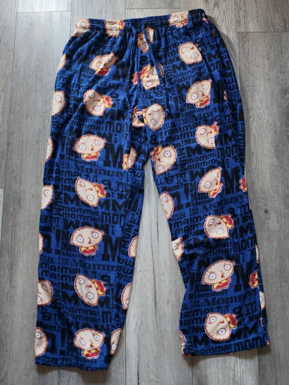 Family Guy Stewie Griffin Pajama Pants Mens Large Blue Fleece Mom Mommy Momma
